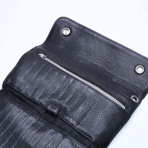 CHROME HEARTS WAVE CROSS BALL Wave Cross Ball Button Leather Wallet Long Wallet Dagger Black Good Used 4a004543