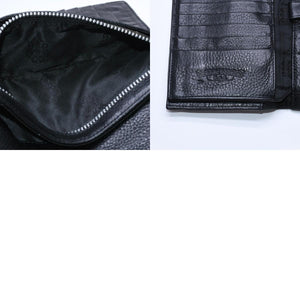 CHROME HEARTS WAVE CROSS BALL Wave Cross Ball Button Leather Wallet Long Wallet Dagger Black Good Used 4a004543