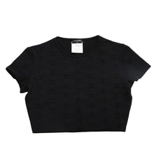 画像をギャラリービューアに読み込む, 極美品 CHANEL シャネル 97SS クロップド 半袖Tシャツ チビT P07794V05398 サイズ38 ココマーク ナイロン スパンデックス 総柄 中古 4a004694