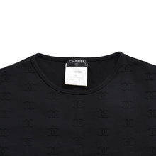 画像をギャラリービューアに読み込む, 極美品 CHANEL シャネル 97SS クロップド 半袖Tシャツ チビT P07794V05398 サイズ38 ココマーク ナイロン スパンデックス 総柄 中古 4a004694