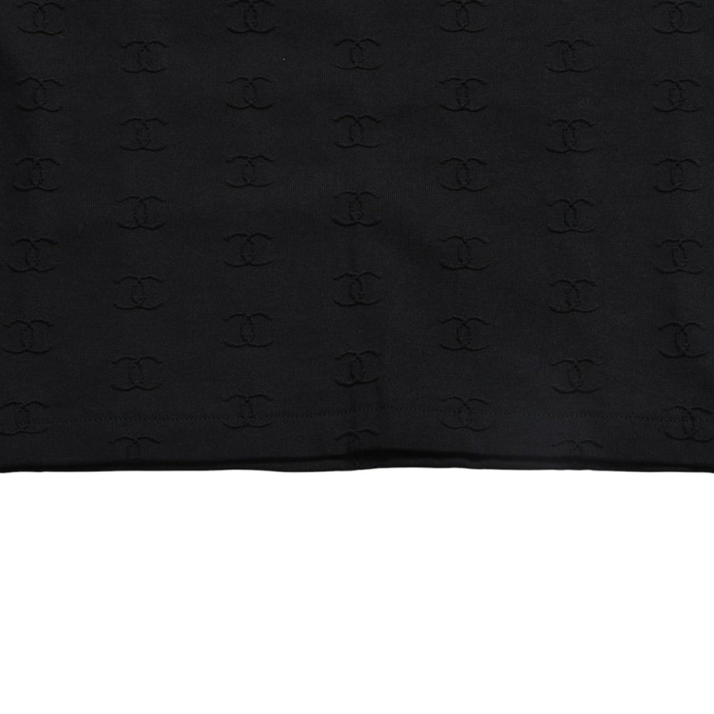 Very Good Condition CHANEL 97SS Cropped Short Sleeve T-Shirt Chibi T P07794V05398 Size 38 Coco Mark Nylon Spandex All Over Pattern Used 4a004694
