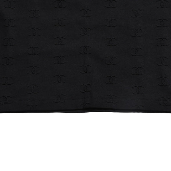 極美品 CHANEL シャネル 97SS クロップド 半袖Tシャツ チビT P07794V05398 サイズ38 ココマーク ナイロン スパンデックス 総柄 中古 4a004694