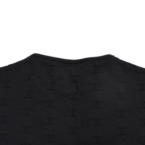 極美品 CHANEL シャネル 97SS クロップド 半袖Tシャツ チビT P07794V05398 サイズ38 ココマーク ナイロン スパンデックス 総柄 中古 4a004694