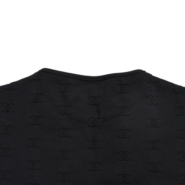 極美品 CHANEL シャネル 97SS クロップド 半袖Tシャツ チビT P07794V05398 サイズ38 ココマーク ナイロン スパンデックス 総柄 中古 4a004694