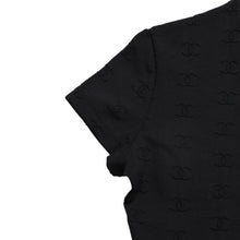 画像をギャラリービューアに読み込む, 極美品 CHANEL シャネル 97SS クロップド 半袖Tシャツ チビT P07794V05398 サイズ38 ココマーク ナイロン スパンデックス 総柄 中古 4a004694