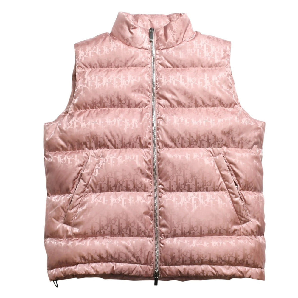 極美品 Christian Dior クリスチャンディオール オブリーク ダウンベスト ピンク 総柄 サイズ50 中古 4a004710