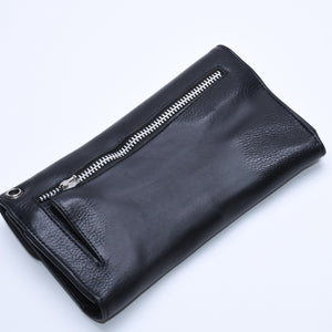 CHROME HEARTS WAVE CROSS BALL Wave Cross Ball Button Leather Wallet Long Wallet Dagger Black Good Used 4a004543