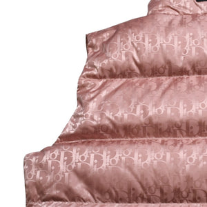 極美品 Christian Dior クリスチャンディオール オブリーク ダウンベスト ピンク 総柄 サイズ50 中古 4a004710