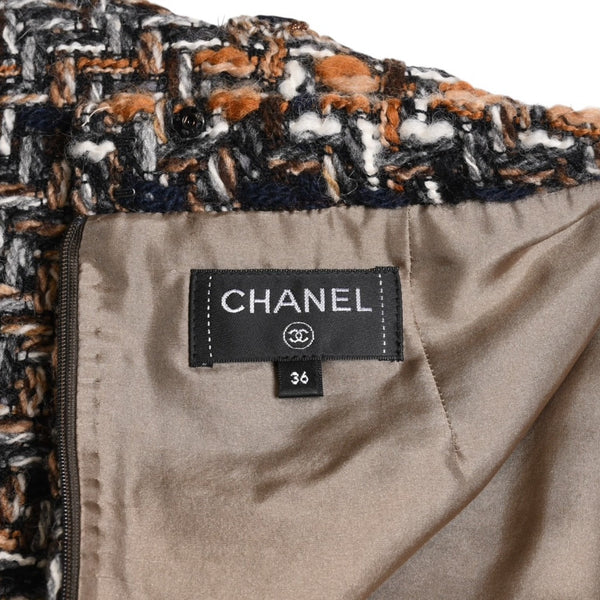 極美品 CHANEL シャネル 16AW ツイード ミニスカート P54204V40717 サイズ36 ココマーク マルチカラー ウール 中古 4a004703