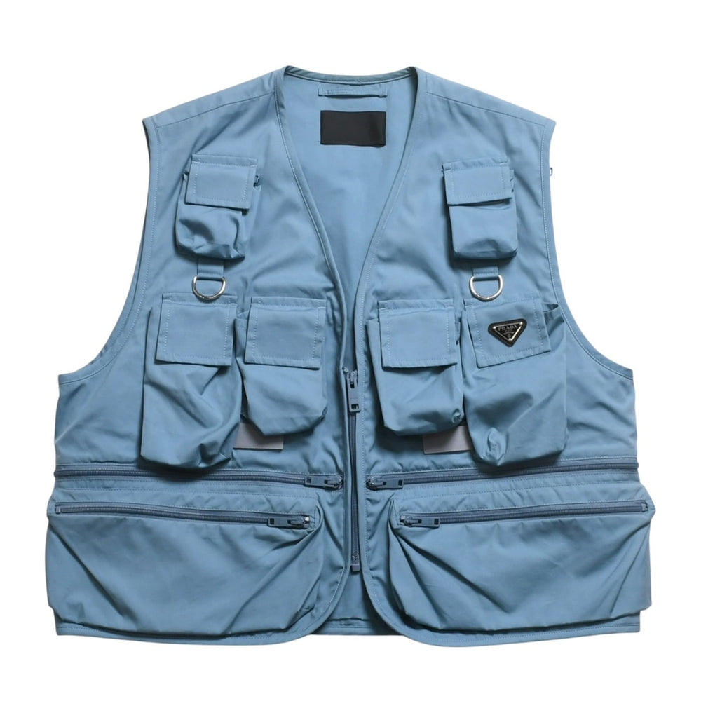 PRADA プラダ 24SS ユーティリティーベスト フィッシングベスト SGC499 サイズM トライアングルロゴ ブルー ラフ期 美品 中古 4a004709