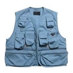 PRADA プラダ 24SS ユーティリティーベスト フィッシングベスト SGC499 サイズM トライアングルロゴ ブルー ラフ期 美品 中古 4a004709