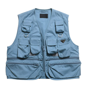PRADA プラダ 24SS ユーティリティーベスト フィッシングベスト SGC499 サイズM トライアングルロゴ ブルー ラフ期 美品 中古 4a004709