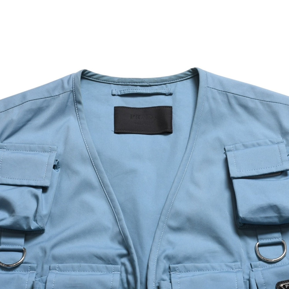 PRADA Prada 24SS Utility Vest Fishing Vest SGC499 Size M Triangle Logo Blue Rough Period Good Condition Used 4a004709