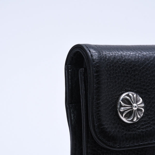 CHROME HEARTS WAVE CROSS BALL Wave Cross Ball Button Leather Wallet Long Wallet Dagger Black Good Used 4a004543