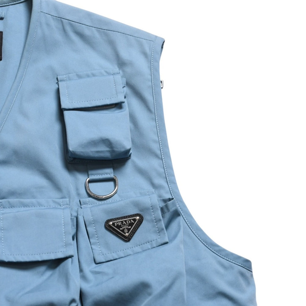 PRADA Prada 24SS Utility Vest Fishing Vest SGC499 Size M Triangle Logo Blue Rough Period Good Condition Used 4a004709