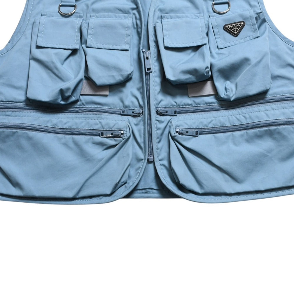 PRADA Prada 24SS Utility Vest Fishing Vest SGC499 Size M Triangle Logo Blue Rough Period Good Condition Used 4a004709