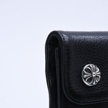 画像をギャラリービューアに読み込む, CHROME HEARTS クロムハーツ WAVE CROSS BALL ウェーブ クロスボールボタン レザーウォレット 長財布 ダガー ブラック 良品 中古 4a004543