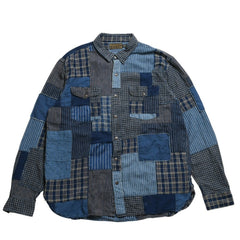 RRL ダブルアールエル LIMITED EDITION INDIGO PATCHWORK SHIRTS 長袖 シャツ パッチワーク インディゴ ブルー 美品 中古 4a003313
