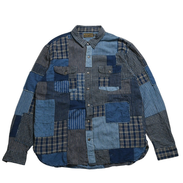 RRL ダブルアールエル LIMITED EDITION INDIGO PATCHWORK SHIRTS 長袖 シャツ パッチワーク インディゴ ブルー 美品 中古 4a003313