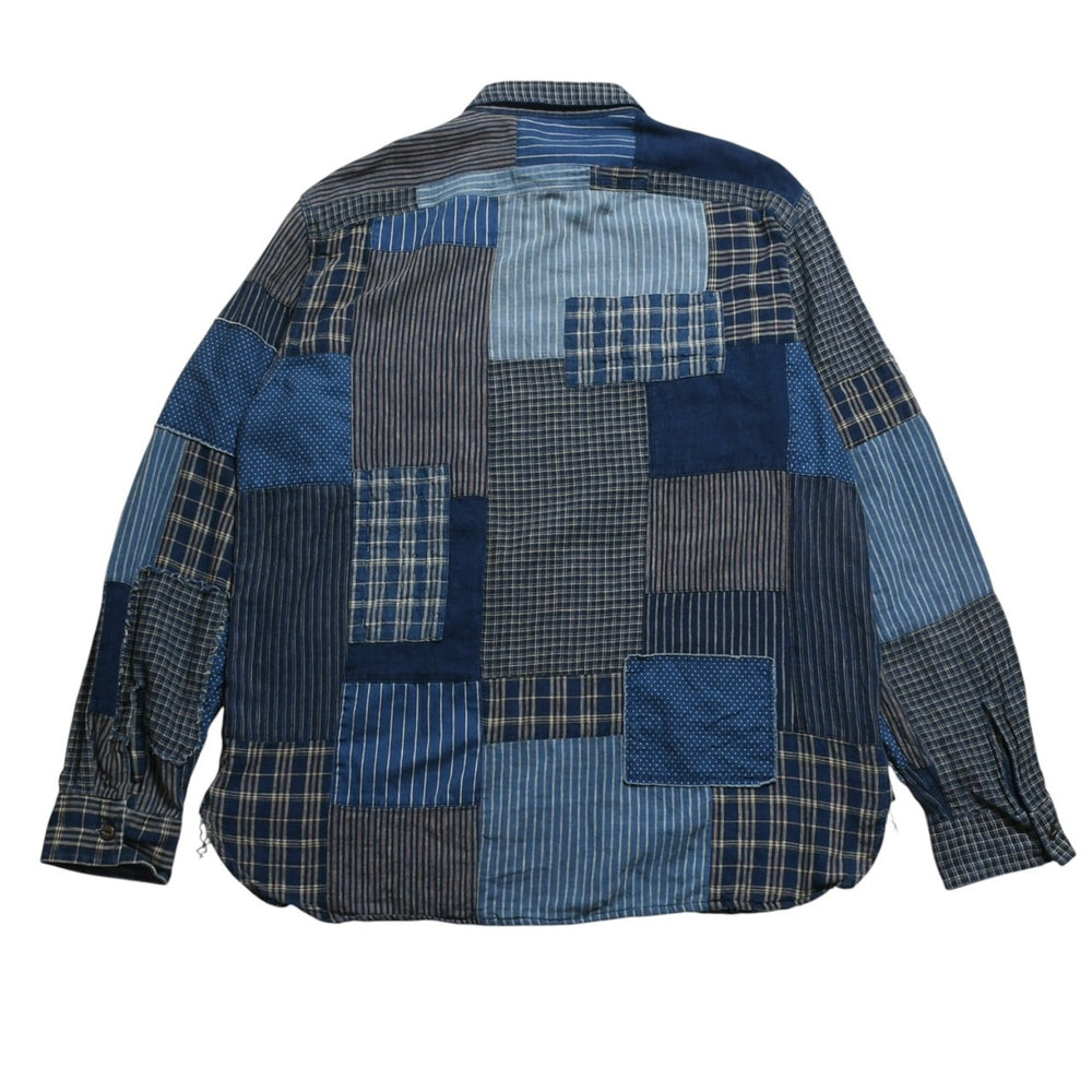 RRL ダブルアールエル LIMITED EDITION INDIGO PATCHWORK SHIRTS 長袖 シャツ パッチワーク インディゴ ブルー 美品 中古 4a003313