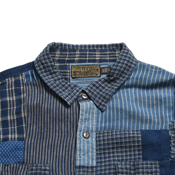RRL ダブルアールエル LIMITED EDITION INDIGO PATCHWORK SHIRTS 長袖 シャツ パッチワーク インディゴ ブルー 美品 中古 4a003313