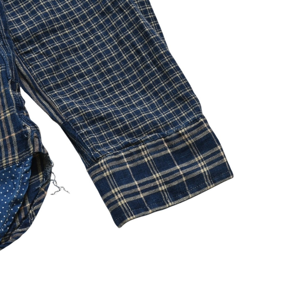 RRL ダブルアールエル LIMITED EDITION INDIGO PATCHWORK SHIRTS 長袖 シャツ パッチワーク インディゴ ブルー 美品 中古 4a003313