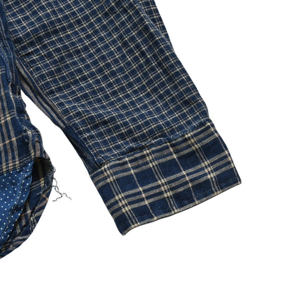 RRL ダブルアールエル LIMITED EDITION INDIGO PATCHWORK SHIRTS 長袖 シャツ パッチワーク インディゴ ブルー 美品 中古 4a003313