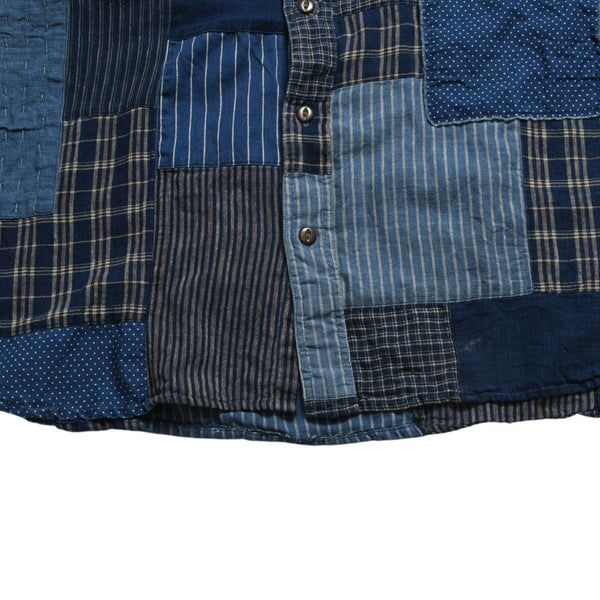RRL ダブルアールエル LIMITED EDITION INDIGO PATCHWORK SHIRTS 長袖 シャツ パッチワーク インディゴ ブルー 美品 中古 4a003313