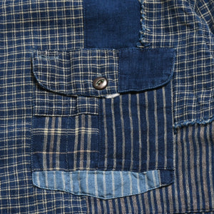RRL ダブルアールエル LIMITED EDITION INDIGO PATCHWORK SHIRTS 長袖 シャツ パッチワーク インディゴ ブルー 美品 中古 4a003313