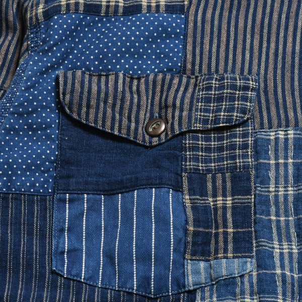 RRL ダブルアールエル LIMITED EDITION INDIGO PATCHWORK SHIRTS 長袖 シャツ パッチワーク インディゴ ブルー 美品 中古 4a003313