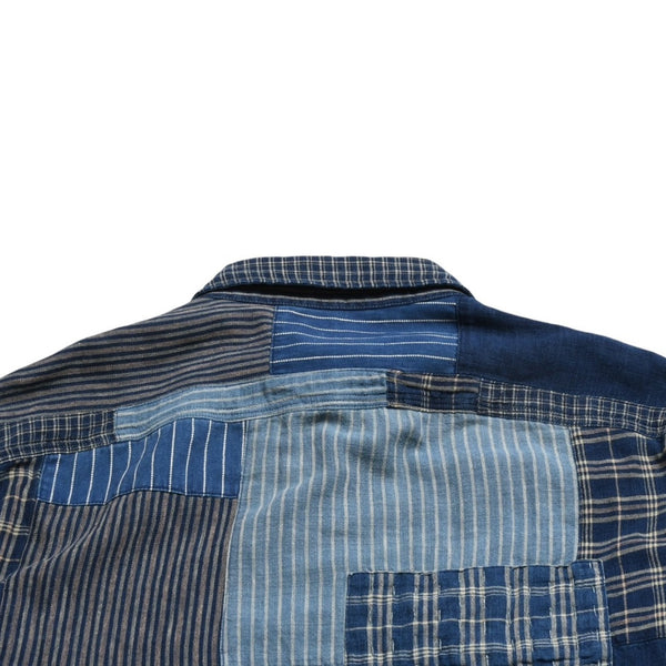 RRL ダブルアールエル LIMITED EDITION INDIGO PATCHWORK SHIRTS 長袖 シャツ パッチワーク インディゴ ブルー 美品 中古 4a003313