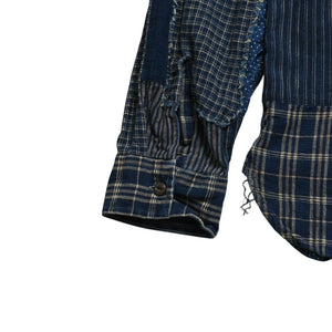 RRL ダブルアールエル LIMITED EDITION INDIGO PATCHWORK SHIRTS 長袖 シャツ パッチワーク インディゴ ブルー 美品 中古 4a003313