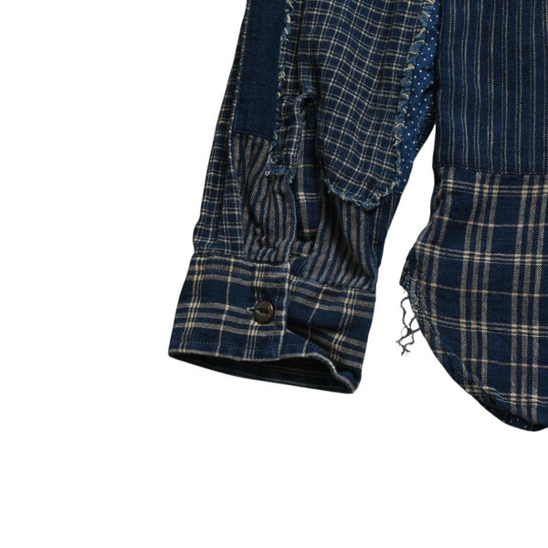 RRL ダブルアールエル LIMITED EDITION INDIGO PATCHWORK SHIRTS 長袖 シャツ パッチワーク インディゴ ブルー 美品 中古 4a003313