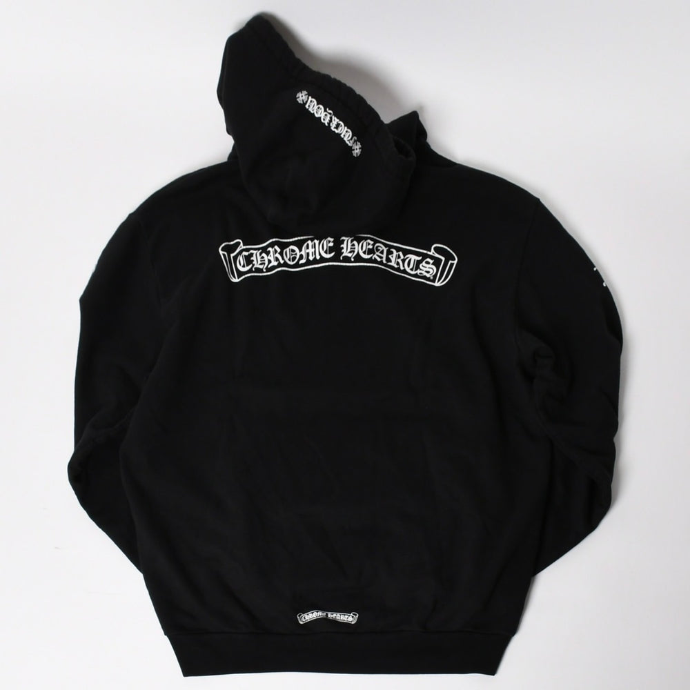 CHROME HEARTS Scroll Label Pullover Parka Hoodie Old English Font CH Logo Black XL Size Good Condition Used 4a004547