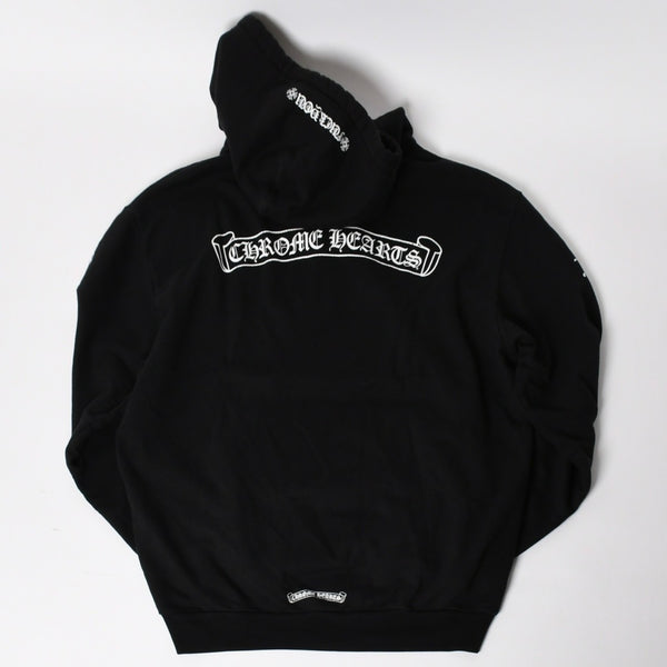 CHROME HEARTS クロムハーツ スクロールラベル プルオーバーパーカー フーディ オールドイングリッシュフォント CHロゴ ブラック XLサイズ 美品 中古 4a004547