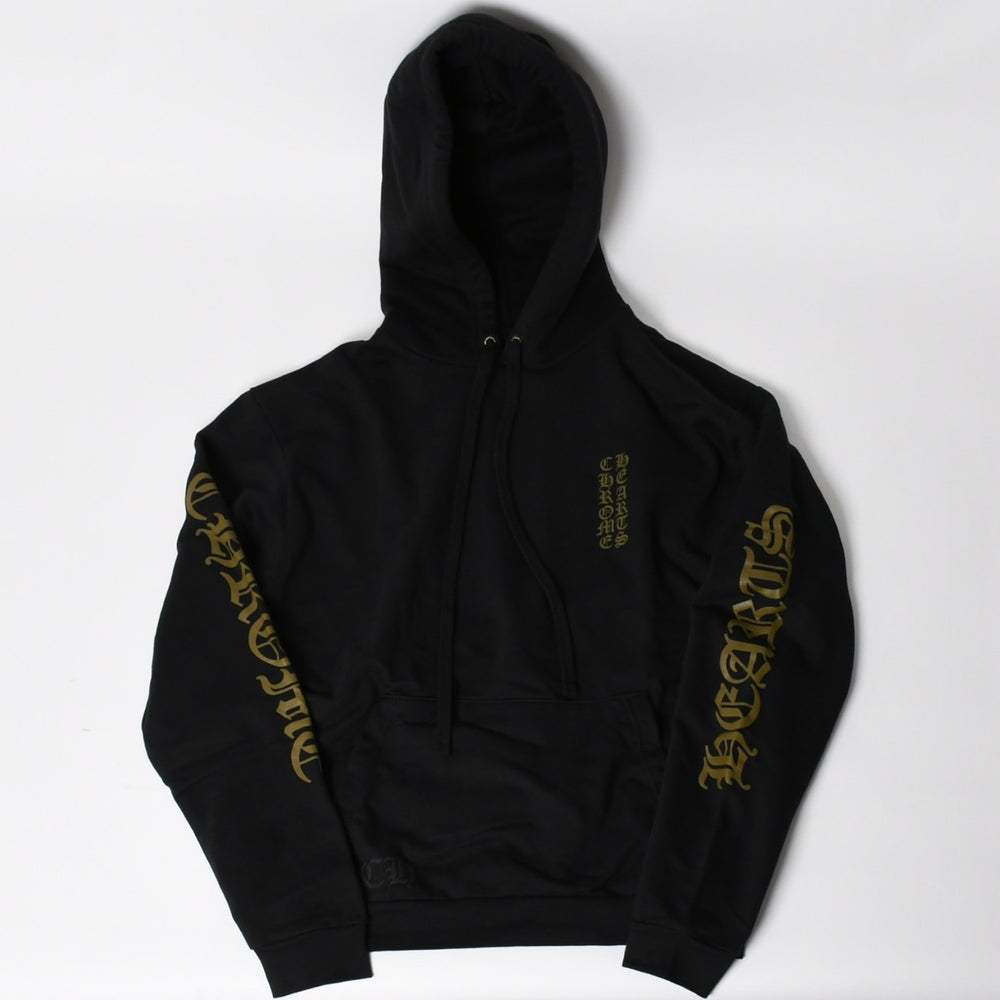 CHROME HEARTS Vertical Logo Pullover Hoodie Sweatshirt Hoodie Scroll Logo Old English Font Black Army Green M Size Good Condition Used 4a004530