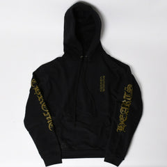 CHROME HEARTS クロムハーツ Vertical Logo Pullover Hoodie スウェットパーカー スクロールロゴ オールドイングリッシュフォント ブラック アーミーグリーン Mサイズ 美品 中古 4a004530