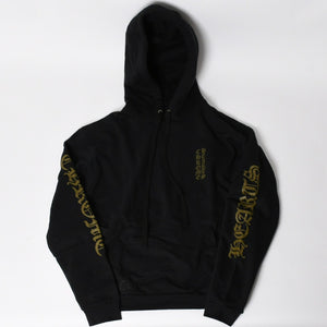 CHROME HEARTS クロムハーツ Vertical Logo Pullover Hoodie スウェットパーカー スクロールロゴ オールドイングリッシュフォント ブラック アーミーグリーン Mサイズ 美品 中古 4a004530