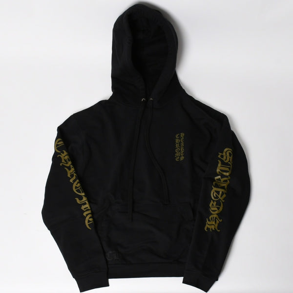CHROME HEARTS クロムハーツ Vertical Logo Pullover Hoodie スウェットパーカー スクロールロゴ オールドイングリッシュフォント ブラック アーミーグリーン Mサイズ 美品 中古 4a004530