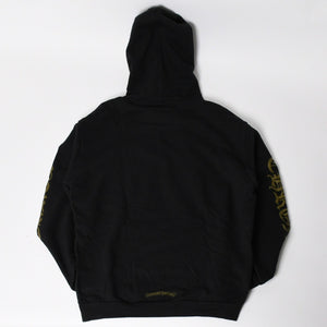 CHROME HEARTS クロムハーツ Vertical Logo Pullover Hoodie スウェットパーカー スクロールロゴ オールドイングリッシュフォント ブラック アーミーグリーン Mサイズ 美品 中古 4a004530