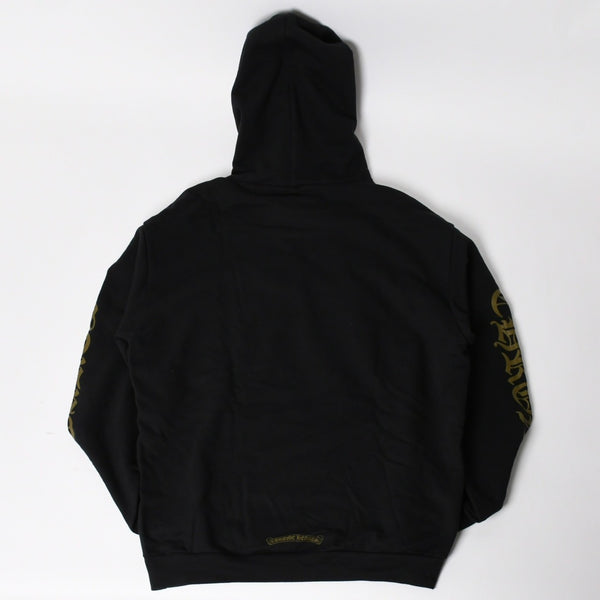 CHROME HEARTS クロムハーツ Vertical Logo Pullover Hoodie スウェットパーカー スクロールロゴ オールドイングリッシュフォント ブラック アーミーグリーン Mサイズ 美品 中古 4a004530