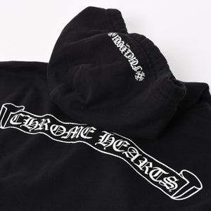 CHROME HEARTS クロムハーツ スクロールラベル プルオーバーパーカー フーディ オールドイングリッシュフォント CHロゴ ブラック XLサイズ 美品 中古 4a004547