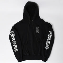 CHROME HEARTS クロムハーツ Vertical Logo Pullover Hoodie スウェットパーカー スクロールロゴ オールドイングリッシュフォント ブラック Mサイズ 美品 中古 4a004551