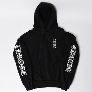 CHROME HEARTS クロムハーツ Vertical Logo Pullover Hoodie スウェットパーカー スクロールロゴ オールドイングリッシュフォント ブラック Mサイズ 美品 中古 4a004551