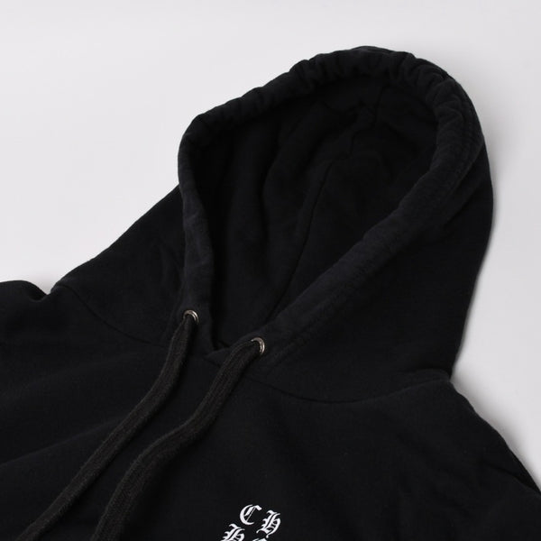 CHROME HEARTS クロムハーツ Vertical Logo Pullover Hoodie スウェットパーカー スクロールロゴ オールドイングリッシュフォント ブラック Mサイズ 美品 中古 4a004551