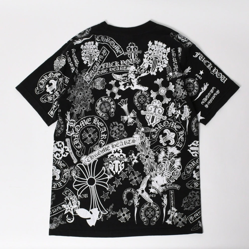 CHROME HEARTS Pocket T-shirt CH Cross Cemetery Cross Horseshoe Dagger Star Scroll Logo Foti Black L Size Good Condition Used 4a004550