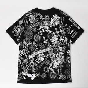CHROME HEARTS クロムハーツ ポケットTシャツ CHクロス セメタリークロス ホースシュー ダガー スター スクロールロゴ フォティ ブラック Lサイズ 美品 中古 4a004550