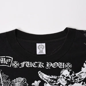 CHROME HEARTS クロムハーツ ポケットTシャツ CHクロス セメタリークロス ホースシュー ダガー スター スクロールロゴ フォティ ブラック Lサイズ 美品 中古 4a004550
