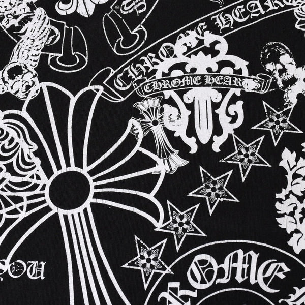 CHROME HEARTS クロムハーツ ポケットTシャツ CHクロス セメタリークロス ホースシュー ダガー スター スクロールロゴ フォティ ブラック Lサイズ 美品 中古 4a004550