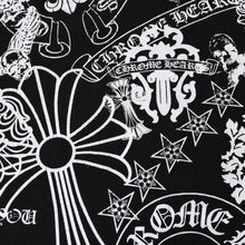 画像をギャラリービューアに読み込む, CHROME HEARTS クロムハーツ HALF SLEEVE T-SHIRT MULTI MOTIF ポケットTシャツ CHクロス セメタリークロス ホースシュー ダガー スター スクロールロゴ フォティ ブラック Lサイズ 美品 中古 4a004550